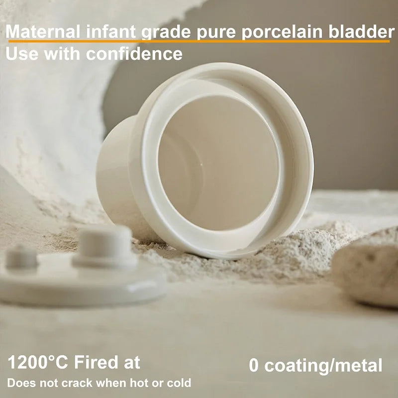 Smart white ceramic inner pot viewed from above, showing porcelain cooking liner.