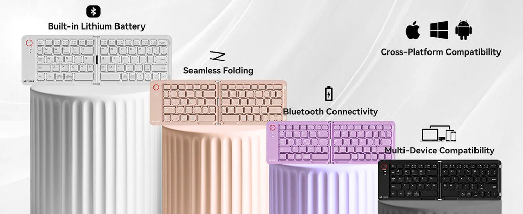E4 Wireless Folding Keyboard Black White Pink Purple Four Colors Optional Compact Wireless Keyboard for Mobile Devices