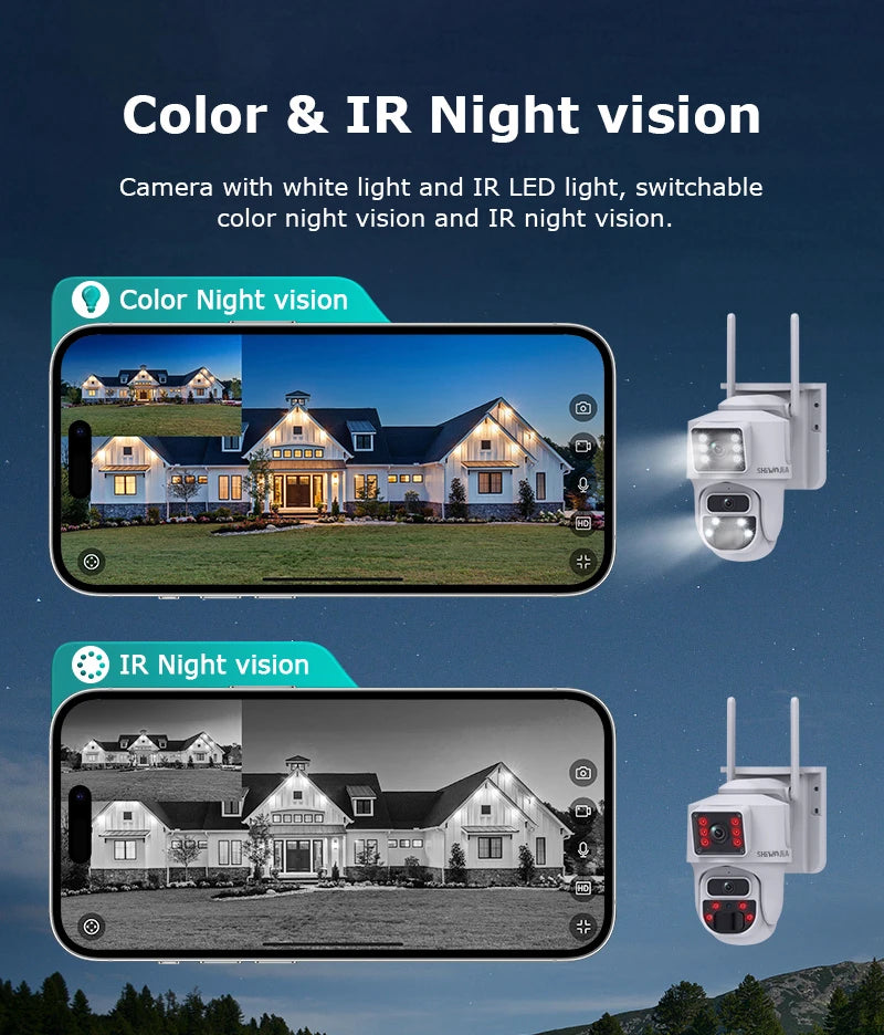 SHIWOJIA 12MP Dual Lens AI Solar Camera 4G SIM AOV Smart 24/7 Recording 360° PTZ Outdoor Security Cameras Auto Tracking UBox Pro