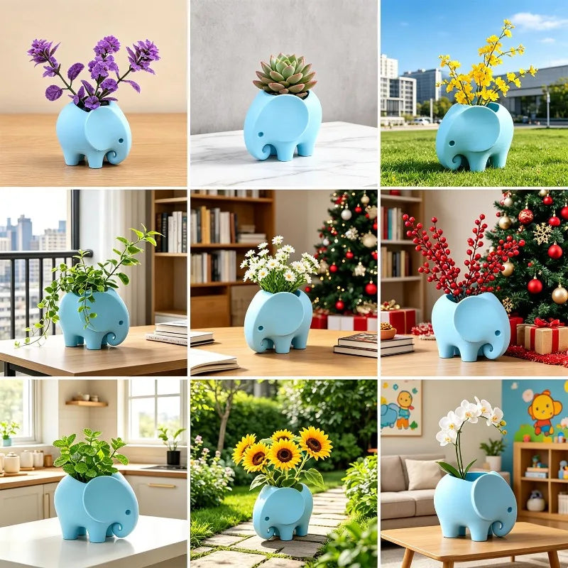 Elephant Shape Succulent Flower Pot Minimalist Practical Ceramic Flowerpot Cute Handmade Plant Pot Gifts Gardening Supplies