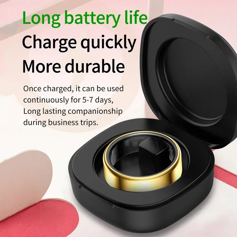 Smart Ring Multifunctional Health Tracker Heart Rate Blood Oxygen Monitor Waterproof Men Women Bluetooth Ring Sleep Fitness Tidesmit