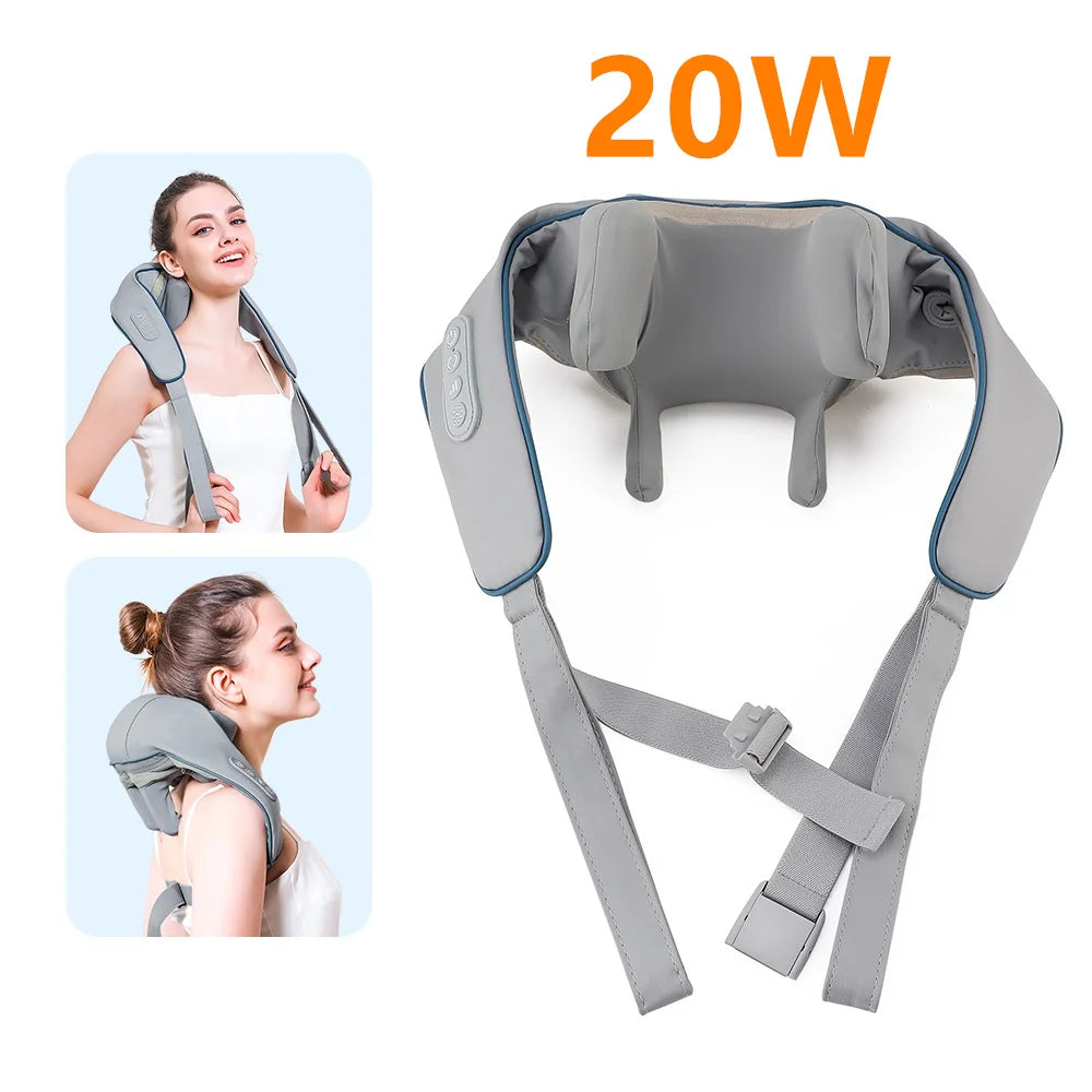 Wireless Electric Neck and Shoulder Massager with Heat Therapy Back Massage Instrument Tidesmit