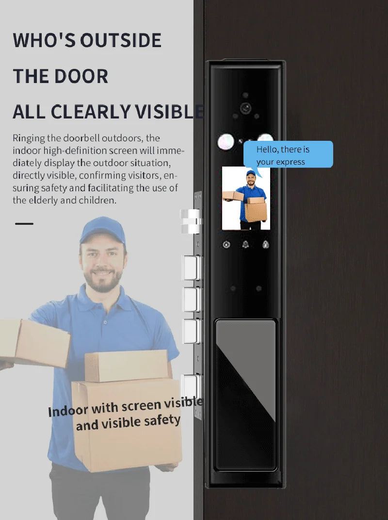 Intelligent Lock for Apartment Face and Palm Vein Recognition Smart Door Lock With Camera Cat Eye Fingerprint Door Lock