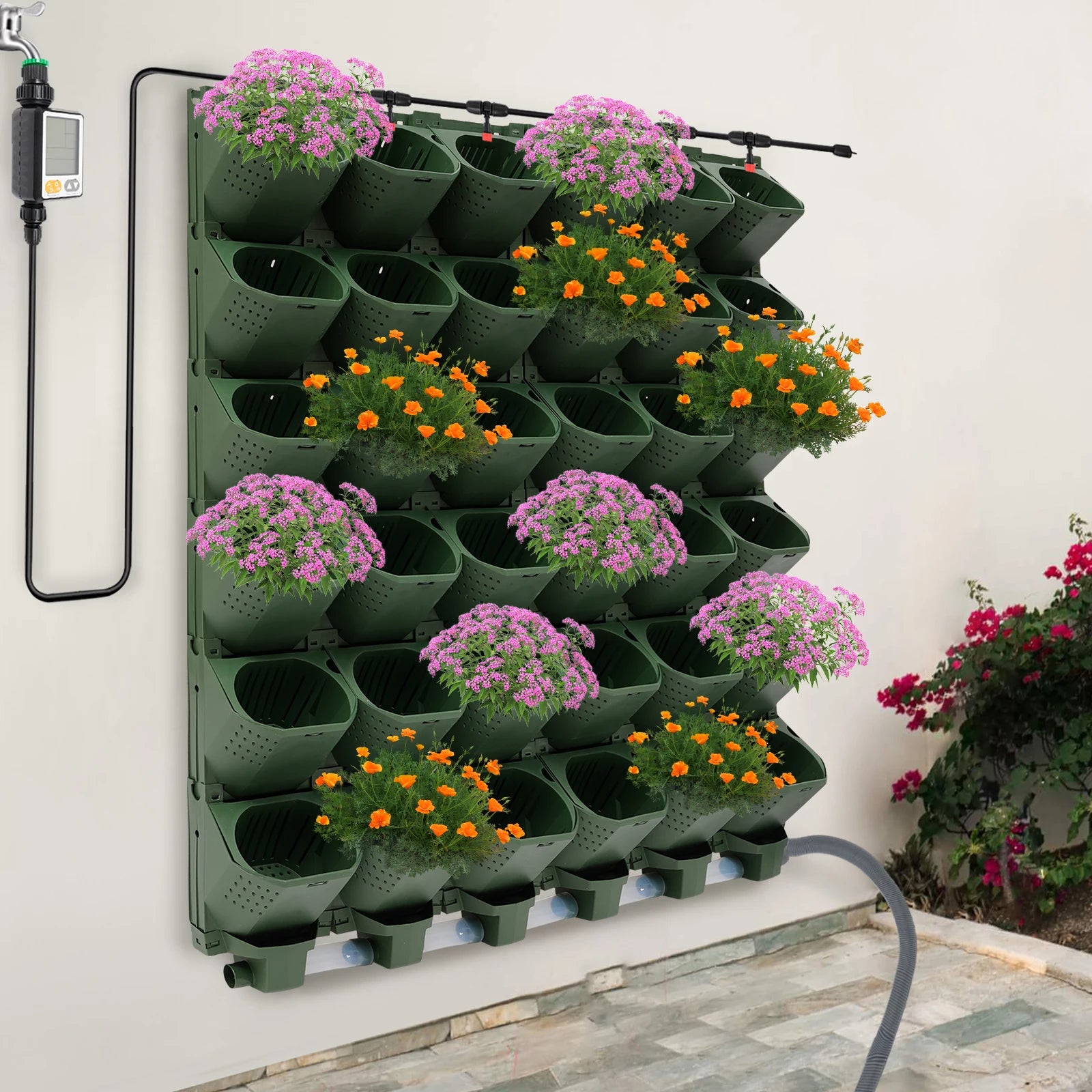 36 Cups Vertical Wall Planter Kit W/Auto Drip Irrigation Smart Timer & LCD Display Home Garden Grow Bag Garden Planter