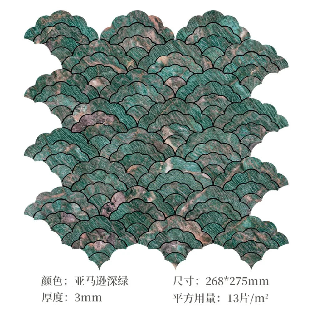 Self-adhesive cloud mosaic wall sticker, deep green scale pattern set (268x275mm)