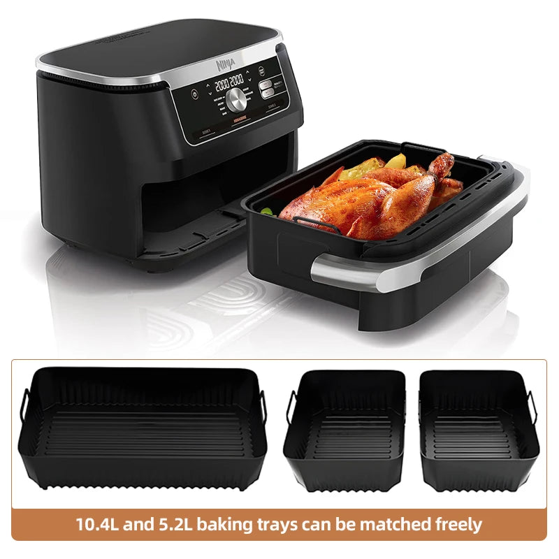 Reusable Silicone Air Fryer Basket Liner Fit Ninja AF500 Non-Stick Heatproof Easy Clean BPA-Free Kitchen Cooking Accessory