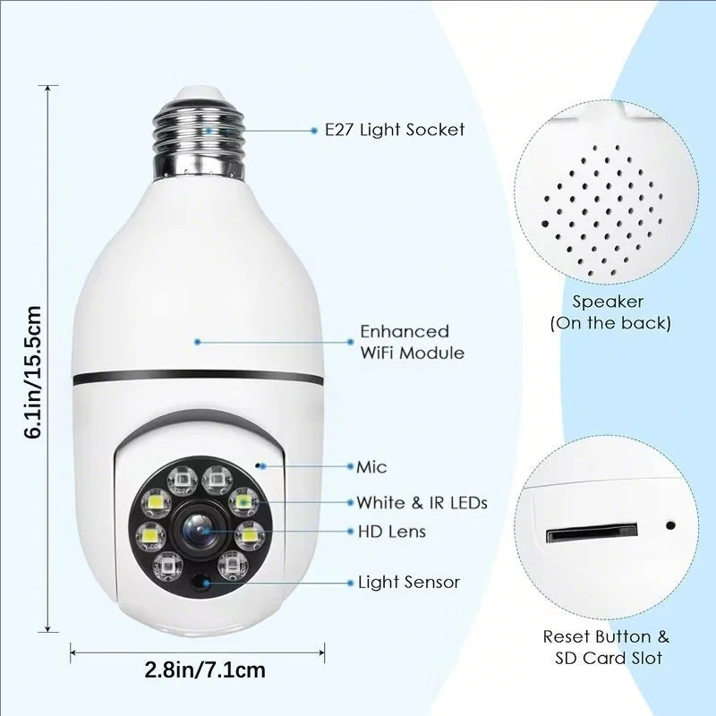 4G WiFi IP Camera E27 Bulb Cam 3MP Wireless Baby Monitor AI Tracking Security Video Surveillance Pet Cam SmartLife Indoor