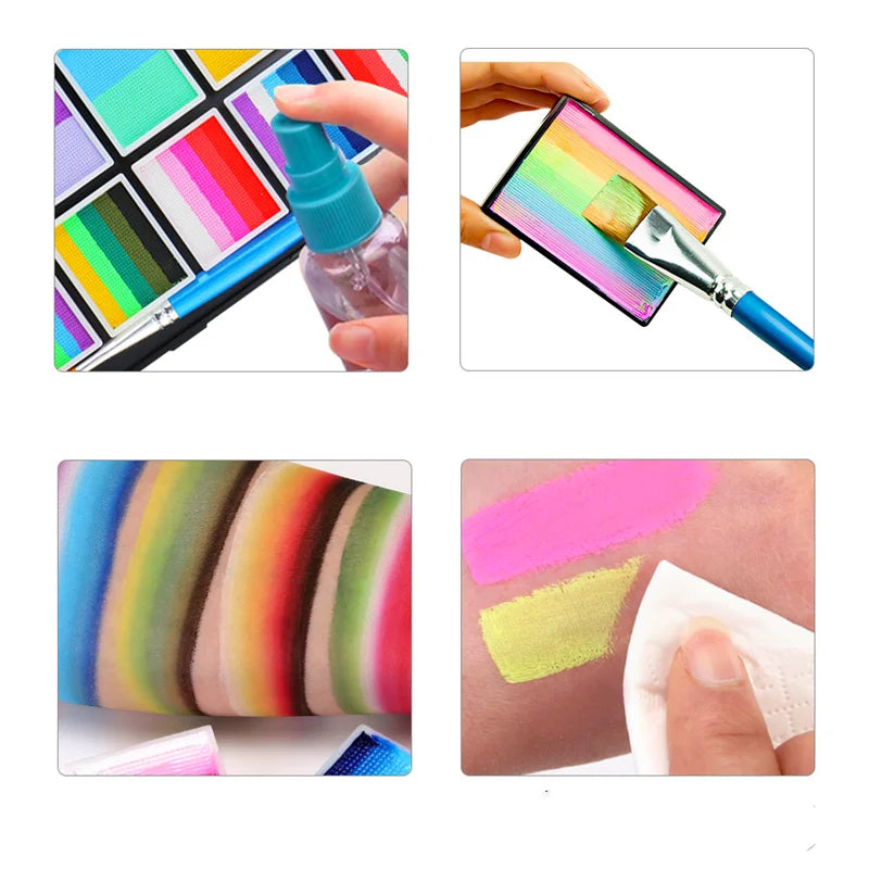 Tidesmit 12 color water-soluble face body paint palette for professional carnival cosplay makeup shade swatch