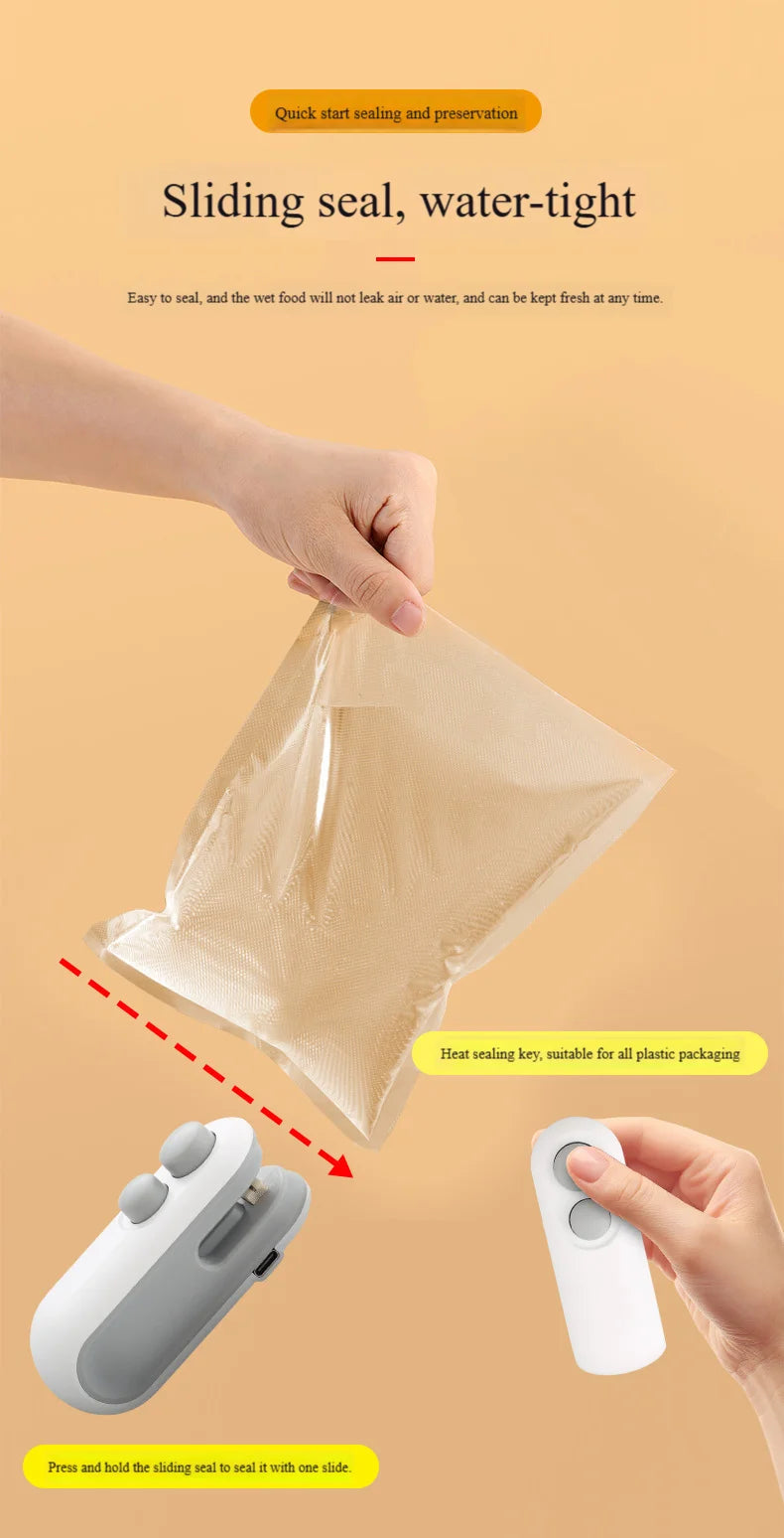 Vacuum Sealing Machine 2-in-1 Small Household Mini Sealing Tool Portable Hand Pressed Food And Snack Plastic Bag Sealing Machine