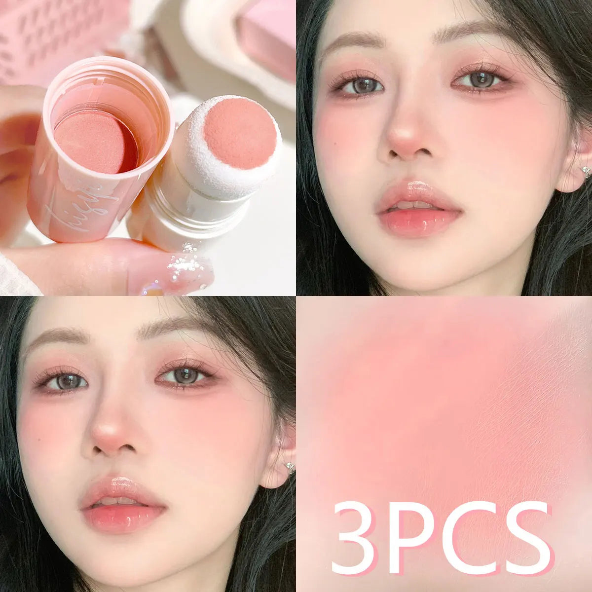 Tidesmit Cloud Soft Matte Blush Stick for natural brightening face makeup and flawless skin tone texture close-up