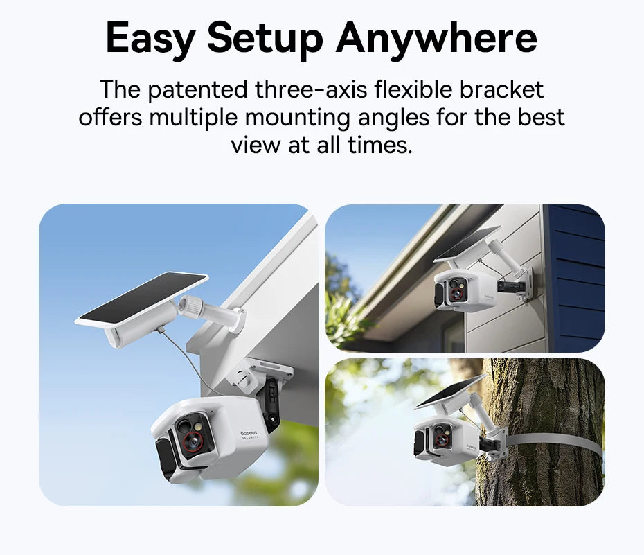 Baseus Security X1 Pro Outdoor Dual Camera Wireless 3K Camera Solar Panel Face Recognition Smart AI Tracking Security Camera