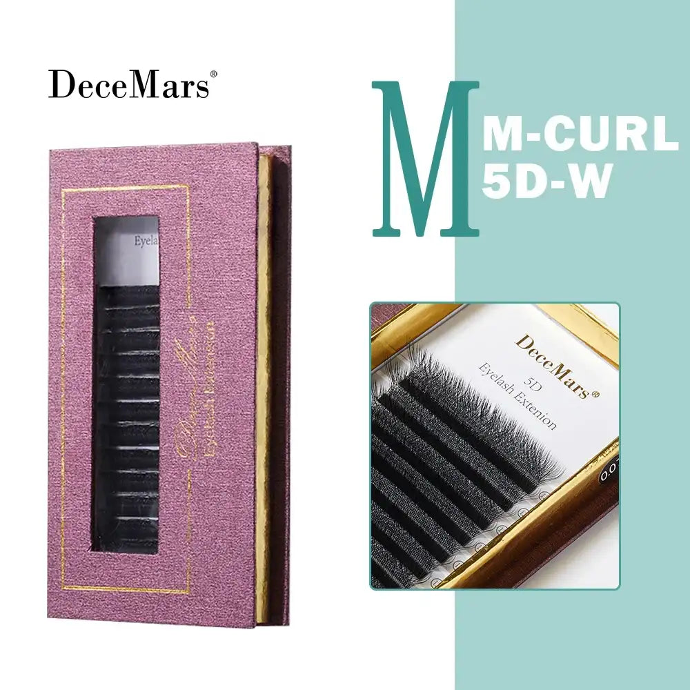 DeceMars L-curl M Curl YY 3D 4D 5D 6D Eyelash Extension 12 Lines for Makeup False Eyelashes 5D M Black 0.07mm Tidesmit