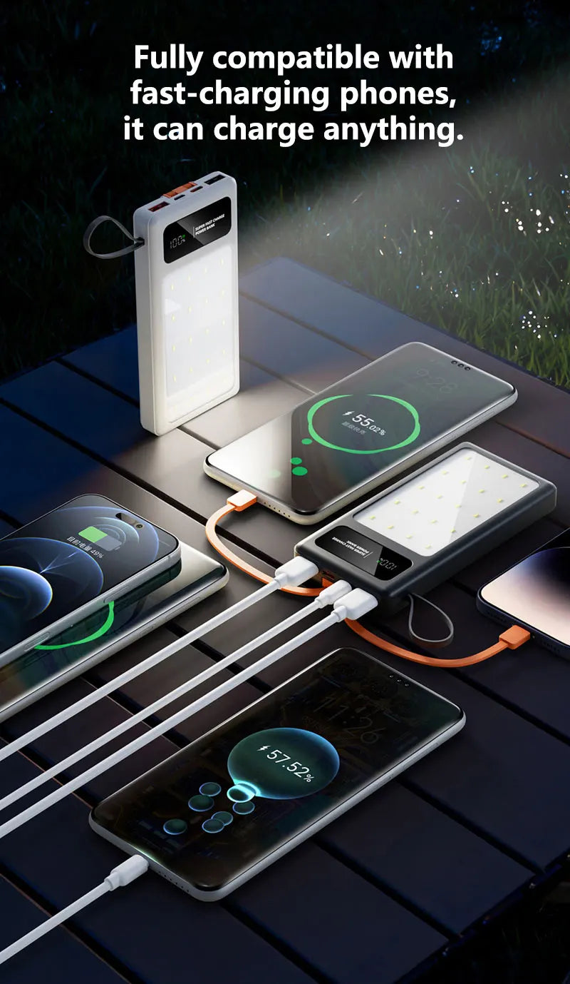 Portable Power Bank with Camping Light - 50000mAh PD Fast Charging Tidesmit