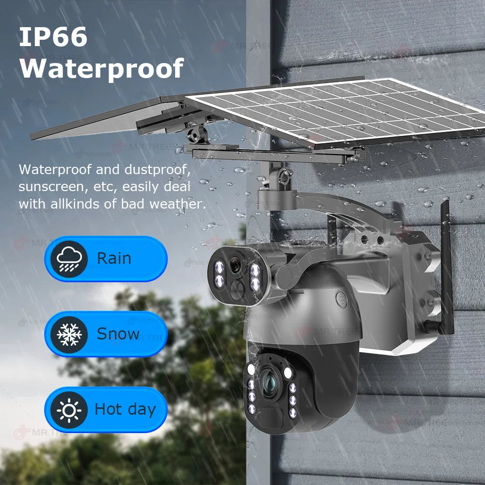 4K 50X Optical Zoom Solar Camera 10MP Dual Lens Home Outdoor 4G Sim PTZ Surveillance WIFI Security AI Auto Tracking CCTV IP Cam