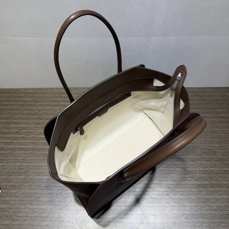 2026 high-quality genuine leather Marlo 12 inch 14 inch saddle leather tote bag, women's shoulder bag, high-end leather texture,