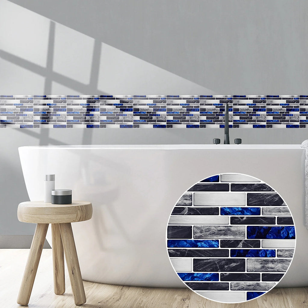 10pcs Self Adhesive Tiles Stickers Marble Mosaic Embossing Tile Stickers Kitchen Bathroom Waterproof  Wall Decals Decoration ﻿
