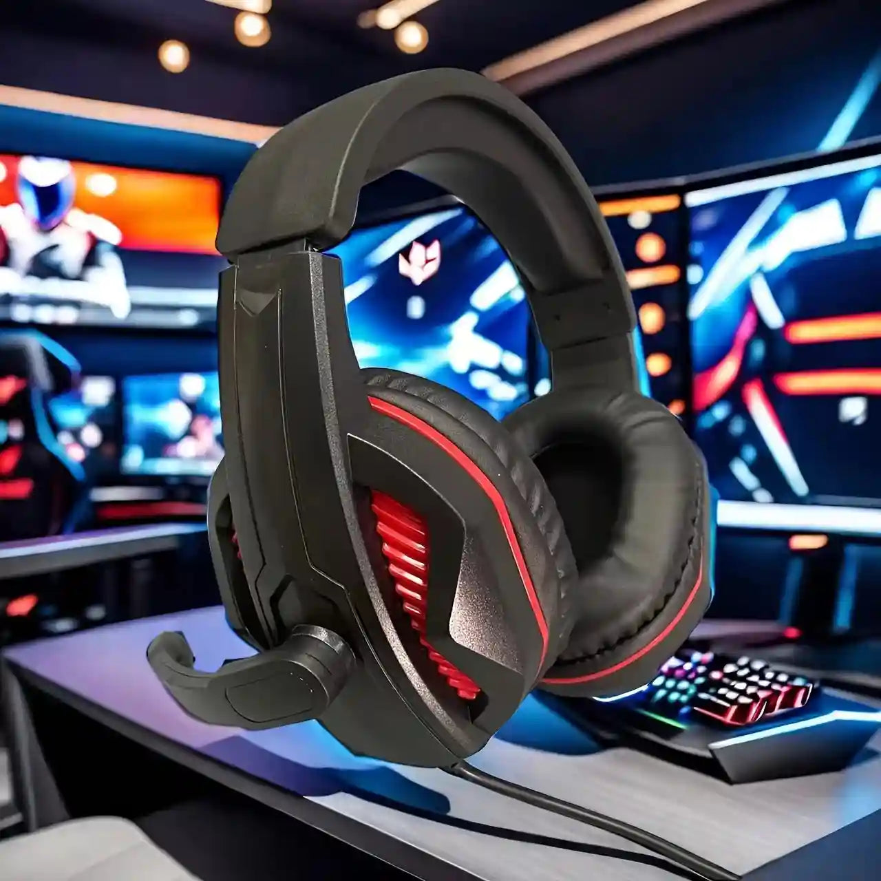 Gaming Headphones With Mic, Wired Over-Ear Headset for Deep Bass Blue Tidesmit
