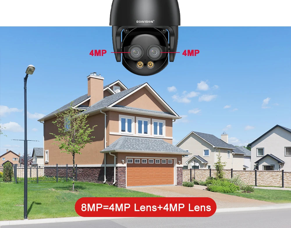 HD 8MP WIFI/4G SIM Card/POE Surveillance Camera 10X Digital Zoom AI Humanoid Detection Auto Tracking 2.8mm 8mm Dual Lens Camera