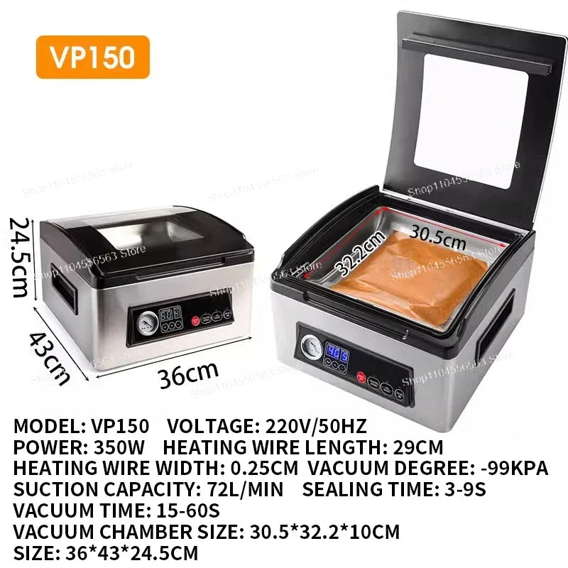 VP100 Ultra Series Chamber Vacuum Sealer Machine - Compact Design, for Wet Foods & Meat Vacuum Packing
