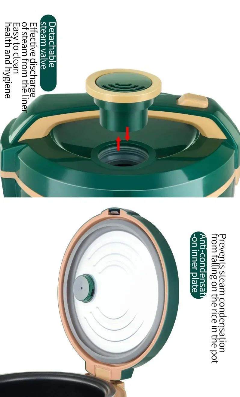 Rice cooker lid and steam vent area, showing the top circulation opening