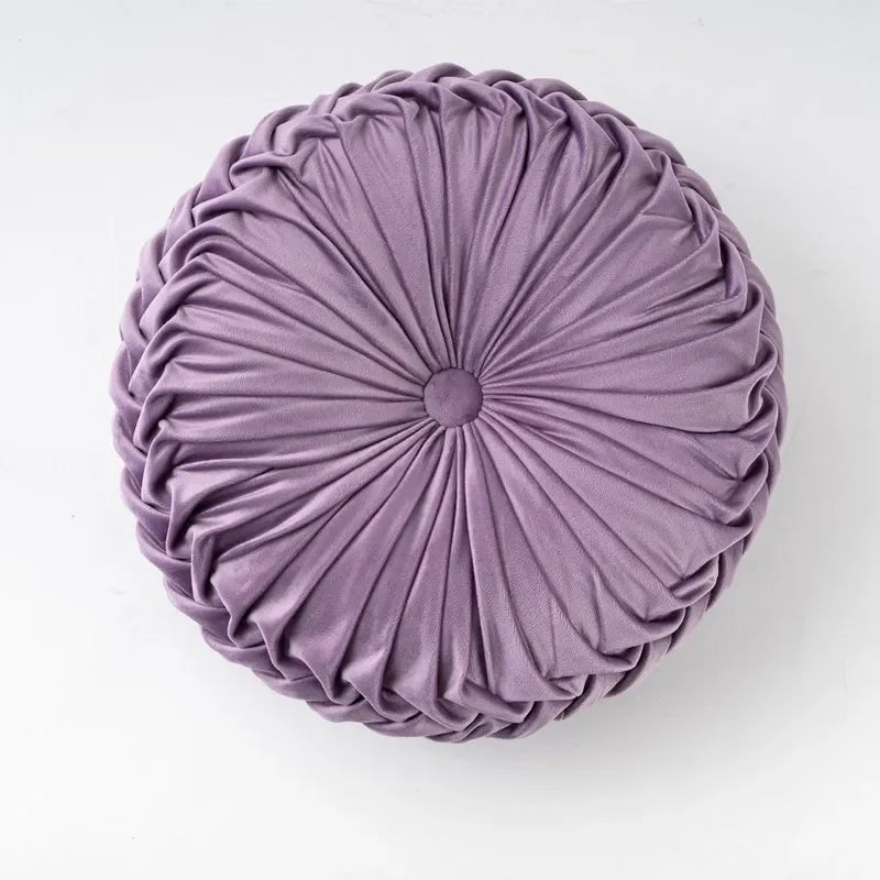 Light Luxury Solid Color Dutch Plush Pumpkin Sofa Pillow Handsewn Wheel Shape Chair Waist Pillow Cushion