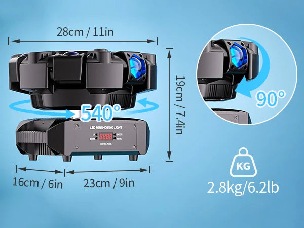 Somspot 150W Moving Head Light RGBW Stage Effect Lighting Projector DMX Voice Control for DJ Disco Party Concert Wedding Theater