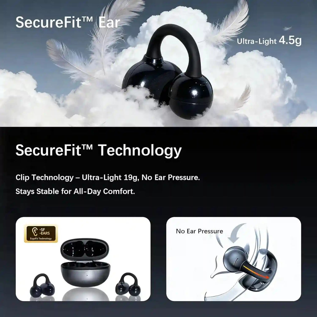 Wireless Headphones - 72H Play Time & Low Latency Black Model Tidesmit