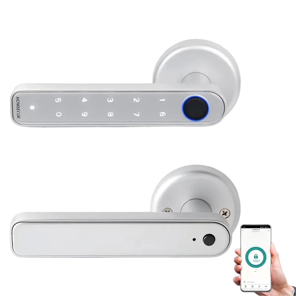 HOMSECUR Bluetooth Fingerprint Door Lock Password Keyless Entry Door Handle APP Control