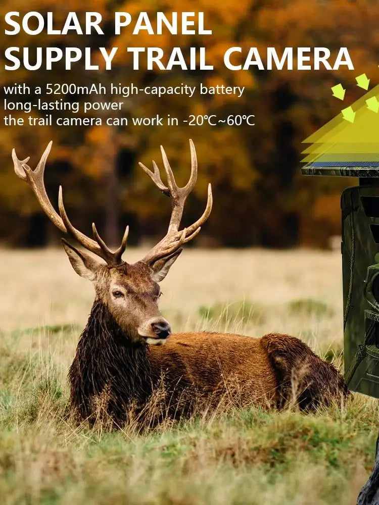 8K 60MP Solar Trail Camera with WiFi, 32GB SD Card, Phone App Control, Night Vision Motion Activated Wildlife Camera