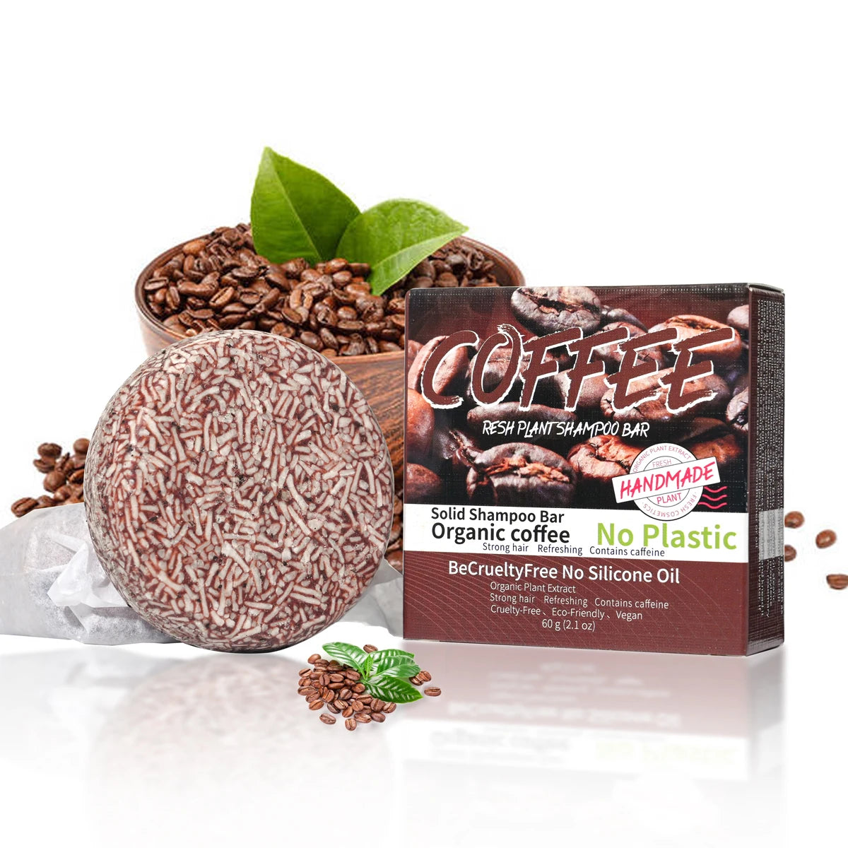 J+60g Coffee Solid Shampoo Moisturizing Cleaning Decontamination Oil Control Dandruff Removing Hair Care Soap