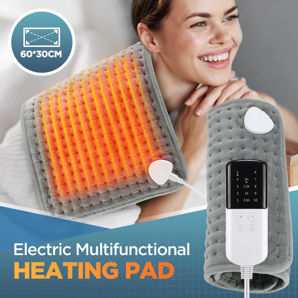 Electric Heating Pad for Pain Relief 60x30cm - Washable Wellness Tool Relaxation Treatment Tidesmit