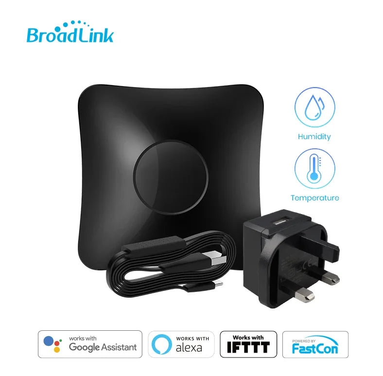Broadlink RM4 Pro Smart Remote with HTS2 Sensor for WiFi Home Automation RM4 PRO Add HTS2 UK Tidesmit