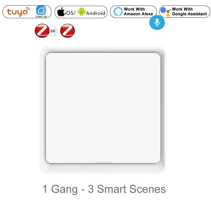 ZigBee 3.0 Tuya Smart Scene Switch Push Button 1/2/3/4 Gang 3 6 9 12 Scenes Automation Scenario Wireless Switch for Tuya Devices