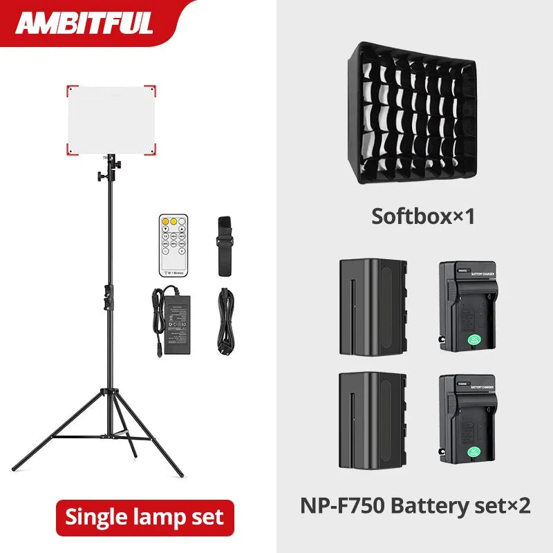 60W LED Video Light Panel | Adjustable Color Temperature Studio Kit Kit 5 Tidesmit