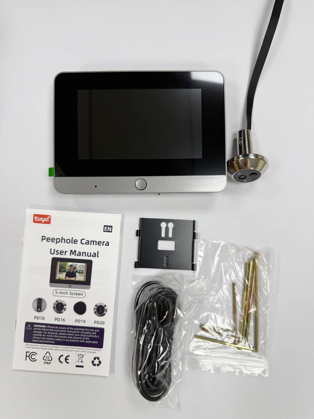 Tuya Smart 2MP 5Inch Screen Mini Digital Peephole Eye Viewer WiFi IR PIR Motion Door Camera 10000mAh battery work 3-4 Months