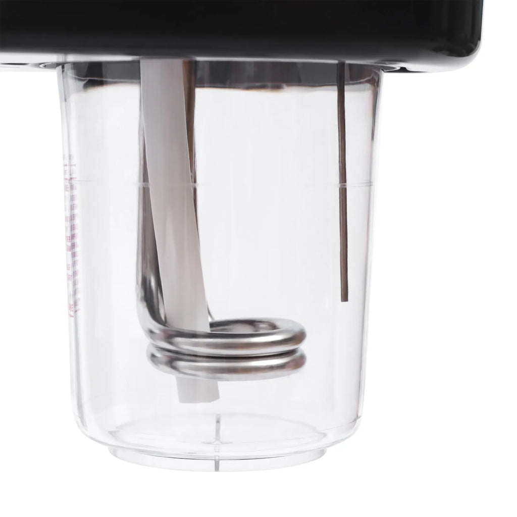 Clear plastic water reservoir tank with internal heating element for professional aesthetic facial steamer device.