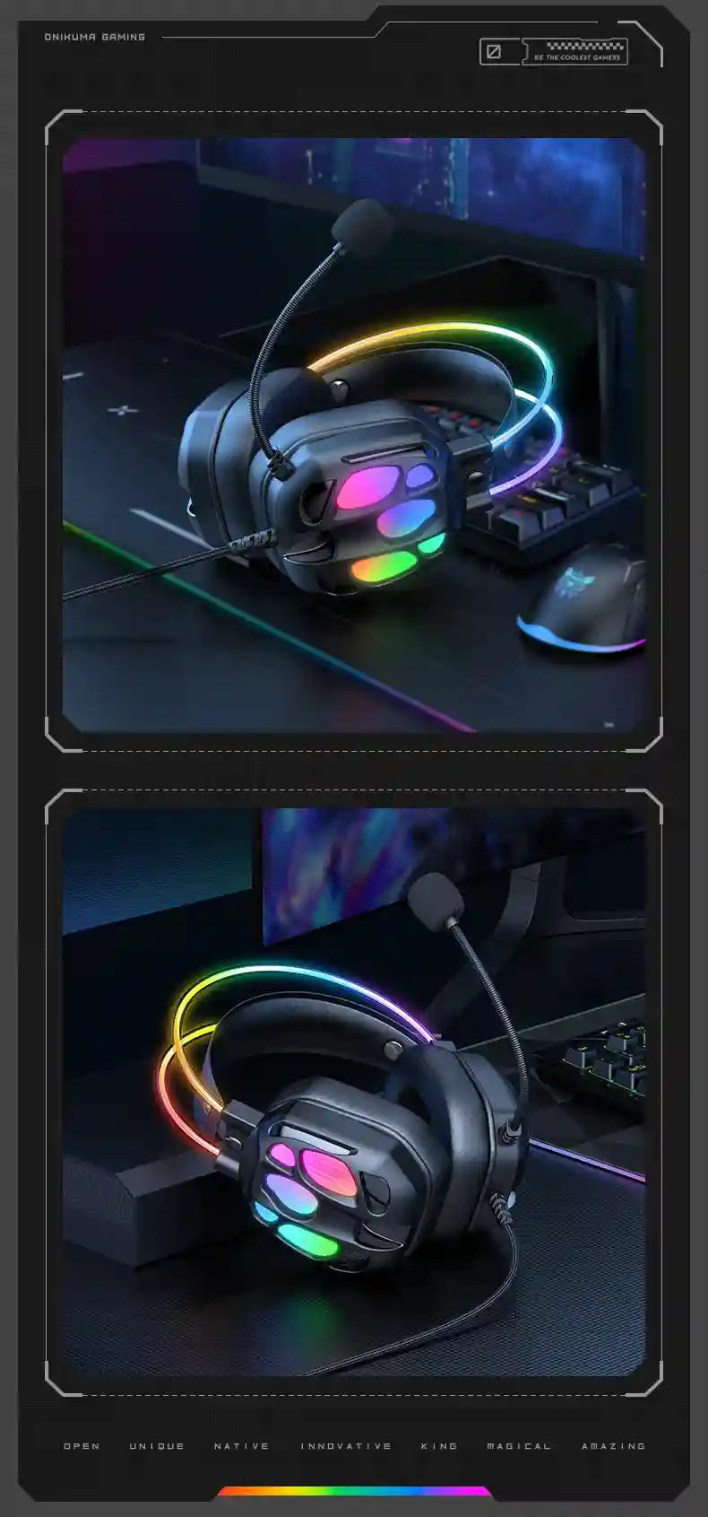 ONIKUMA X89 Gaming Headphones: Surround Sound Over-Ear Wired Headset Tidesmit