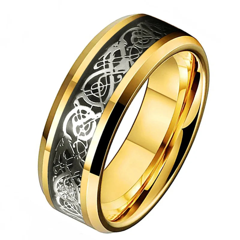 Smart Health Ring - 8mm Stainless Steel Biometric Fitness Tracker Gold Black Tidesmit