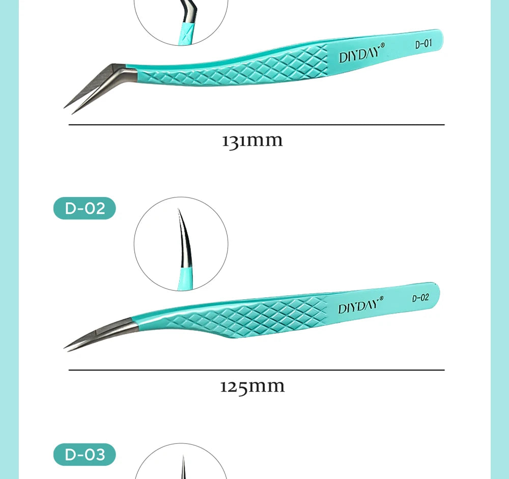 Eyelash Extension Tweezers D-01 | Precision Fiber Tip for Salon Results False Eyelashes Tidesmit