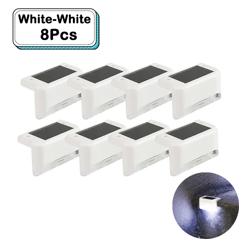 Outdoor Solar Step Lights Warm White LED Waterproof Stair Path Lighting for Garden Patio Fence Balcony Decoration Solar Power