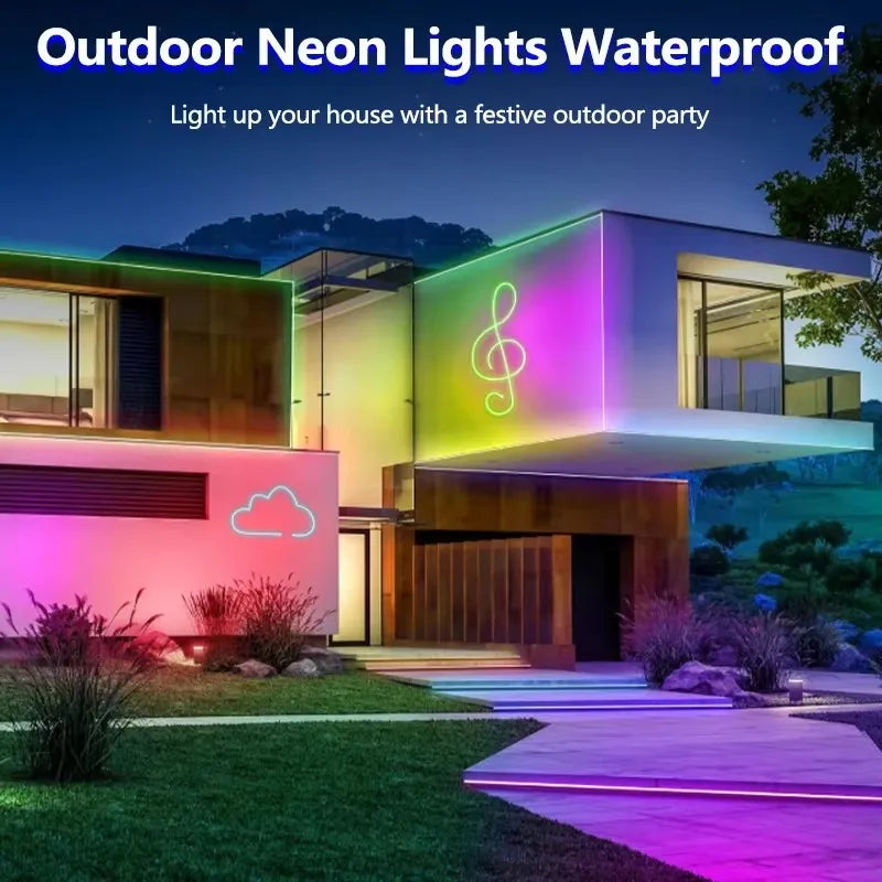 DC24V RGB LED Neon Rope Lights App Remote Control Waterproof Neon Light Strip Flexible Led Strip Lights for Indoor Outdoor Decor