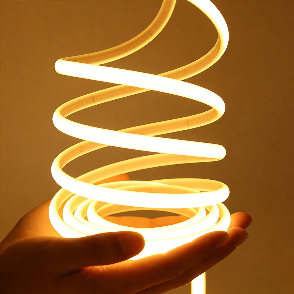 Dimmable 220V COB LED Neon Strip Light 4key Controller EU Plug Flex Tube 3000K 4000K 6000K for Staircase Bar Counter Lighting