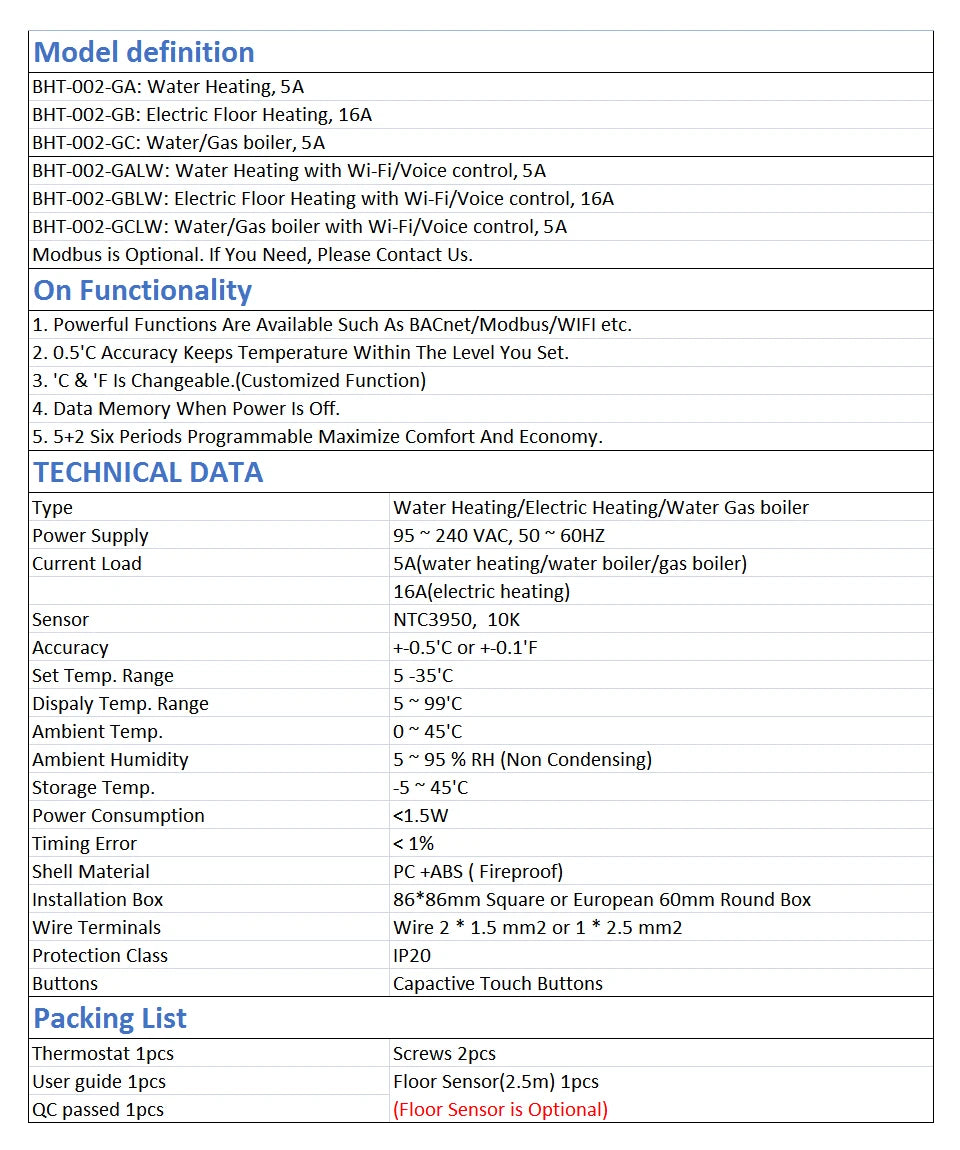 MOES WiFi Water/Electric Floor Heating Thermostat Gas Boiler Temperature Controller Smart Alexa tuya Google Voice zigbee Control