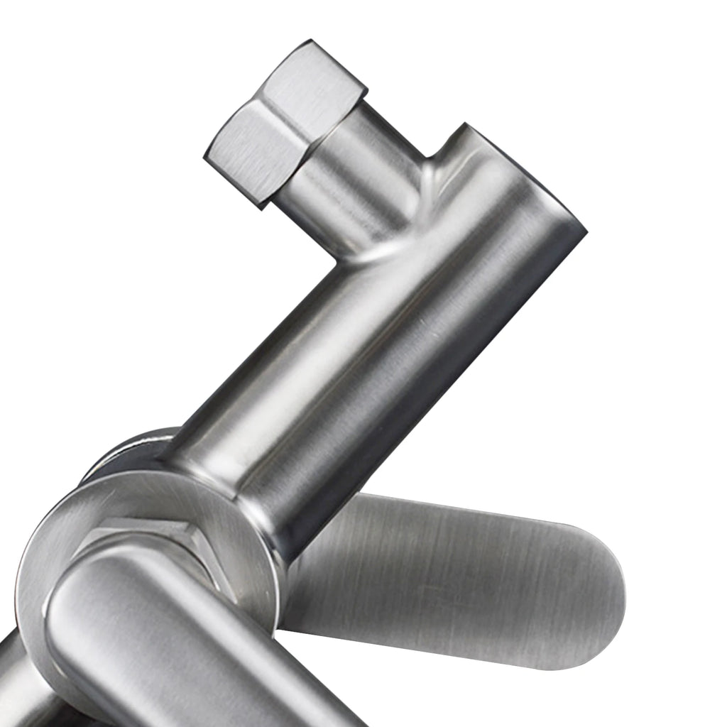 Silver Wall-Mounted Stainless Steel Rotatable Kitchen Faucet 360° Single Handle Hot and Cold Water Faucet For Both Homes Etc