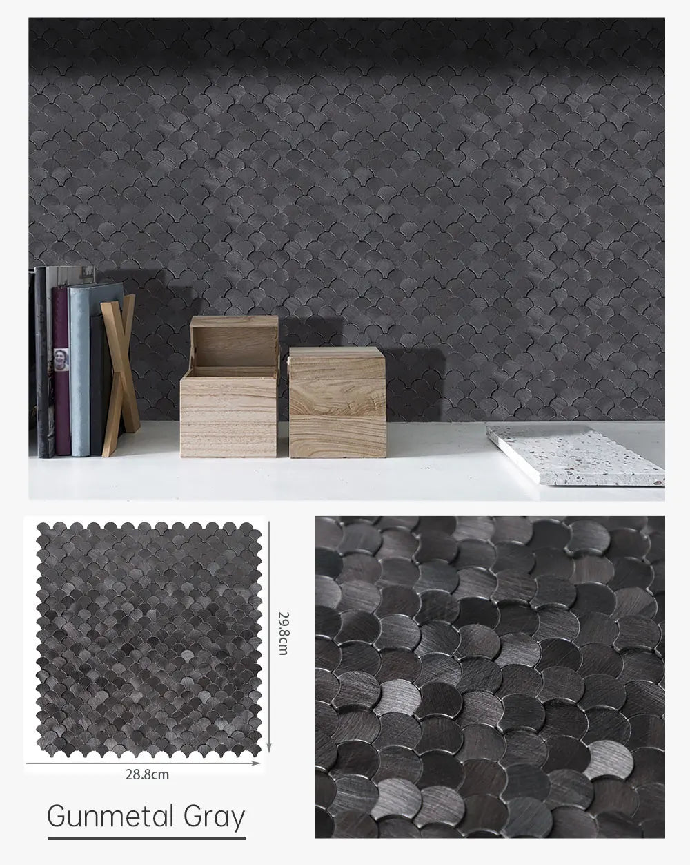 3D Fan-Shaped Peel and Stick Backsplash Self Adhesive Wall Tiles Kitchen Decor Stick on Tiles Backsplash