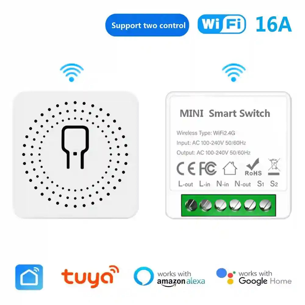 WiFi Smart Switch 16A Module – 2-Way Alexa and Google Home Compatible Tidesmit