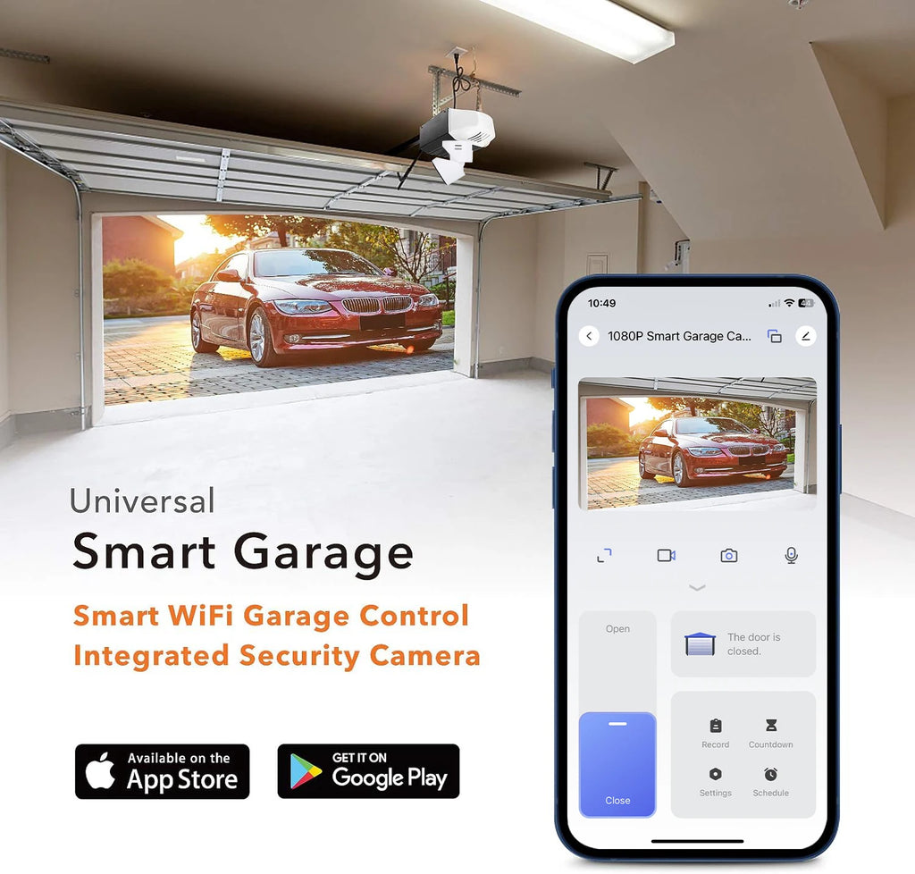 Tuya SmartLife WiFi Garage Door Opener with 3MP Camera Remote Control Two Way Audio Night Vision Recording Alexa Google Support