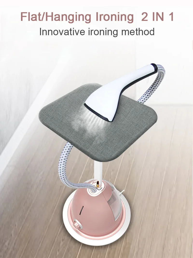 Tidesmit 2000W garment steamer featuring an integrated fabric brush and hanging clothes rack for efficient ironing