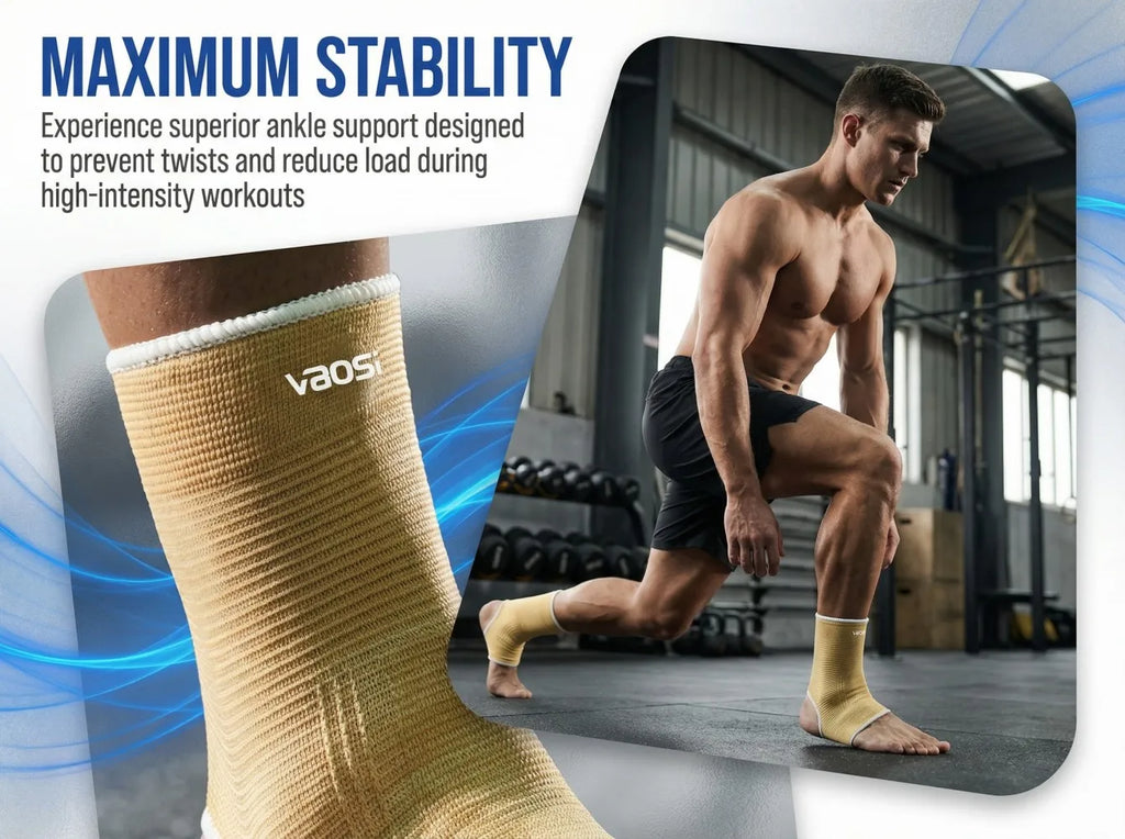 VBOSI Breathable High Elasticity Ankle Support Brace Compression Sleeve for Sports Basketball Running Gym Injury Protection