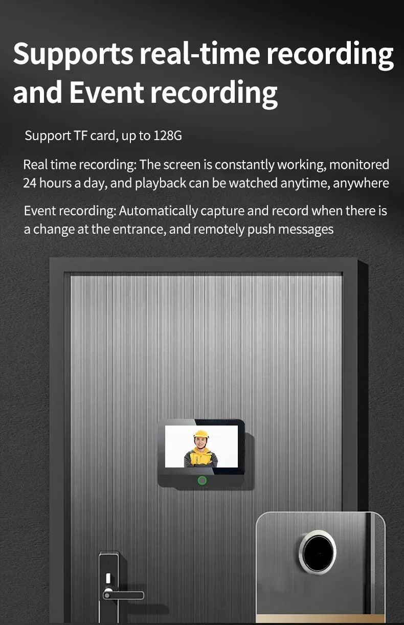 New WiFi Smart Door Bell Eye 1080P FHD Peephole Camera Audio 4.3' IPS Screen PIR Infrared Announcement Digital Viewer